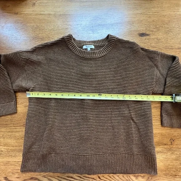 ⭐️ Madewell Greensboro Button-back Ribbed Sweater Heather Cinnamon Brown LARGE - Picture 9 of 13